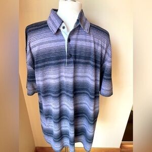 Canali Polo shirt in Blue and Lavender stripes - EUC